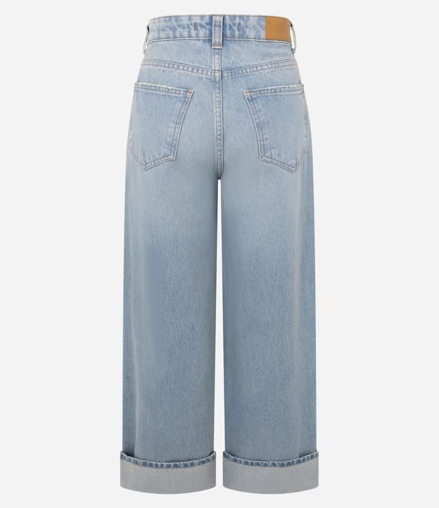 Pantalón Wide en Jeans con Bajo Plegado y Cintura Alta 3