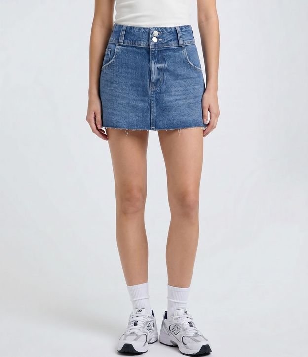 Minifalda en Jeans con Cintura Baja y Bolsillos 2