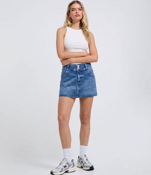 Minifalda en Jeans con Cintura Baja y Bolsillos 3