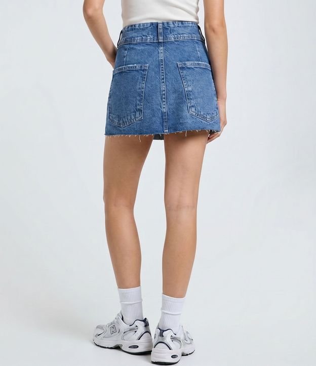 Minifalda en Jeans con Cintura Baja y Bolsillos 4