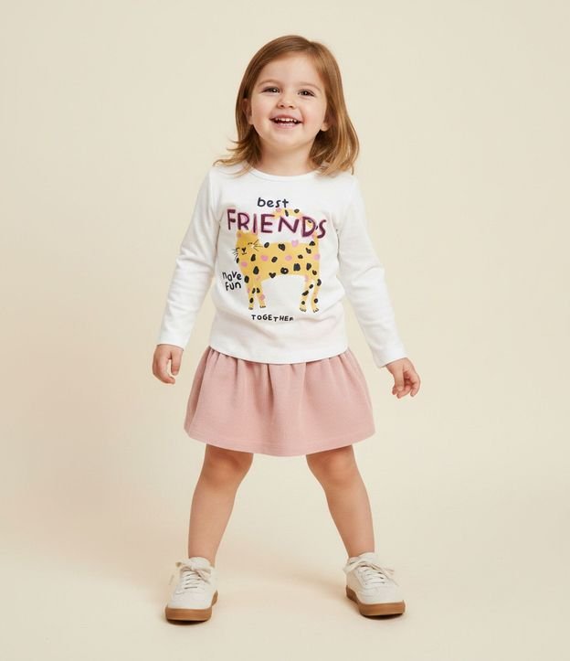 Blusa Infantil Relaxed con Estampa de Gatito – Talle 1 a 5/6 años