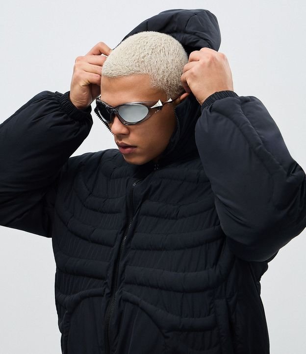 Campera Puffer con Textura de Esqueleto 4