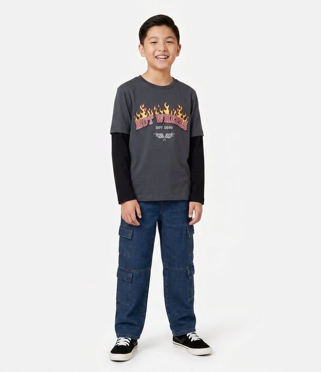 Pantalón Infantil Skater en Jeans con Multibolsillos – Talle 7 a 14 años