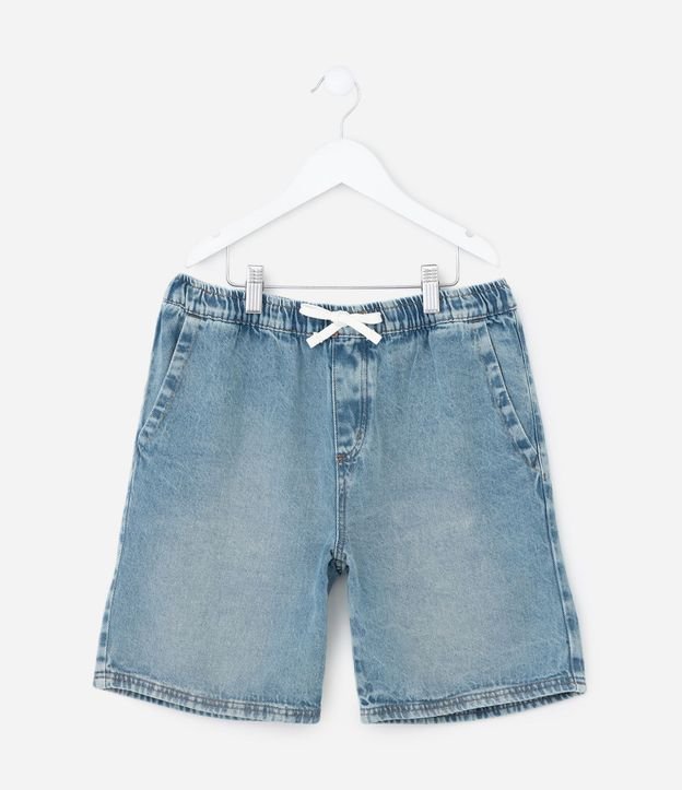 Bermuda Infantil en Jeans con Cintura Elástica y Cordón – Talle 5 a 14 años