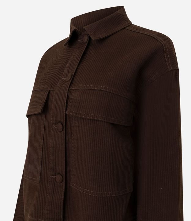 Campera en Sarga Acanalada con Cuello Padre y Bolsillos Delanteros 6