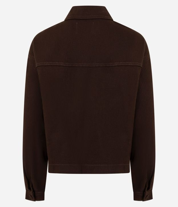 Campera en Sarga Acanalada con Cuello Padre y Bolsillos Delanteros 7