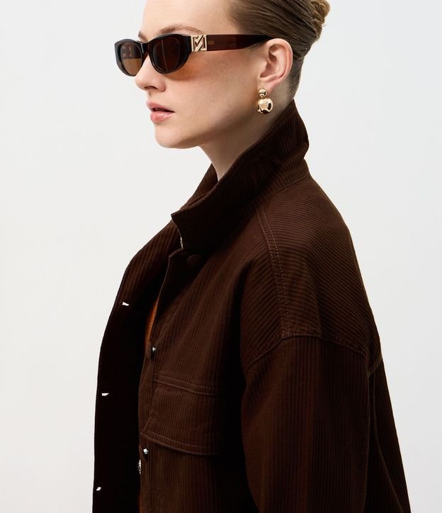 Campera en Sarga Acanalada con Cuello Padre y Bolsillos Delanteros 3