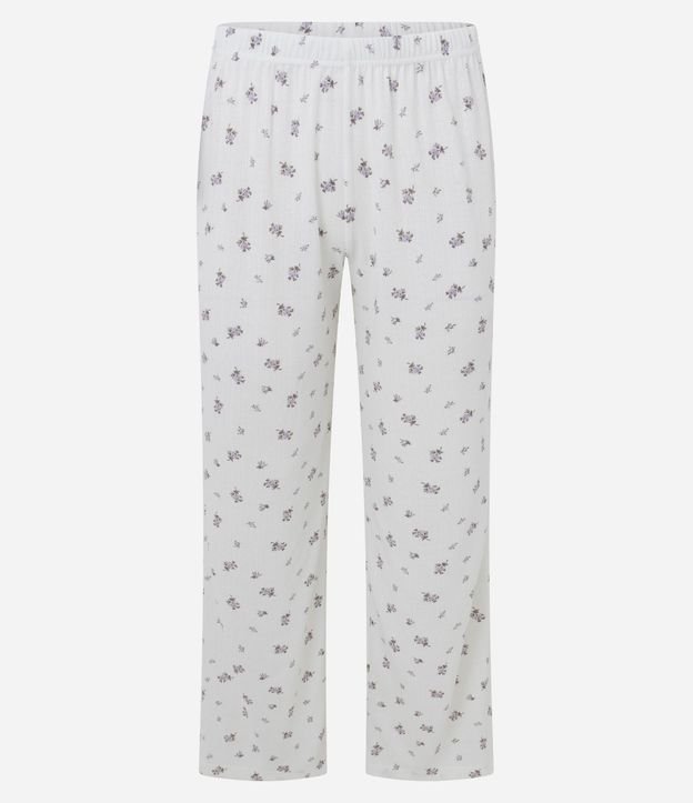 Pijama Largo en Punto con Estampado de Flores 6