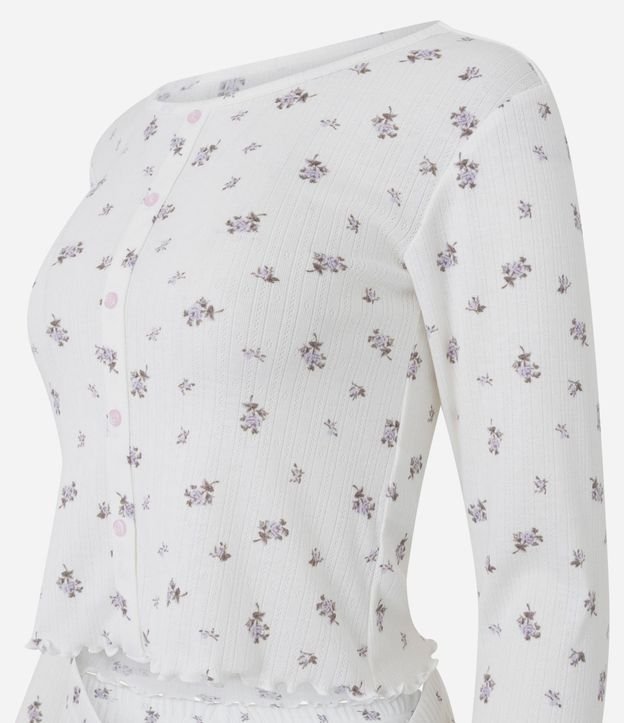 Pijama Largo en Punto con Estampado de Flores 7