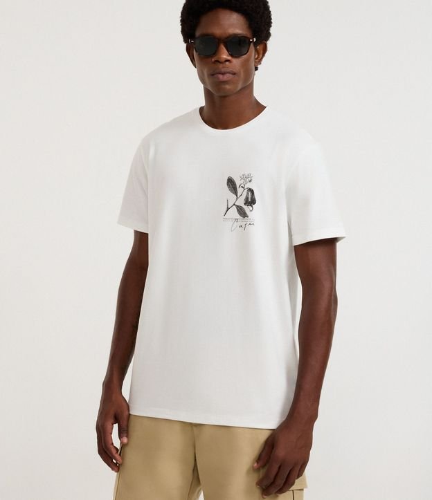 Remera Manga Corta con Estampado de Follaje 1