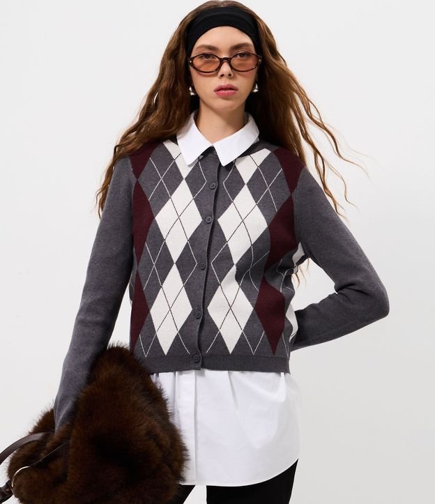 Blusa en Punto de Cuadros con Botones Delanteros 3
