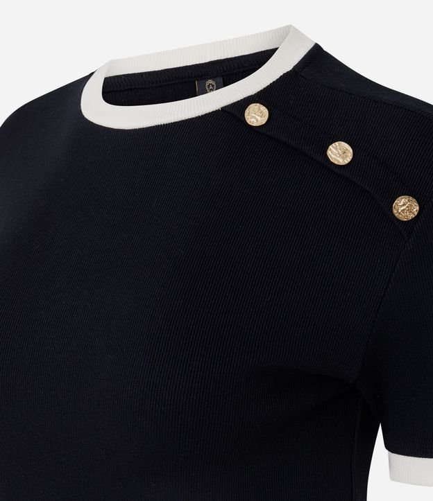 Blusa Manga Corta en Rib con Botones en el Hombro 5
