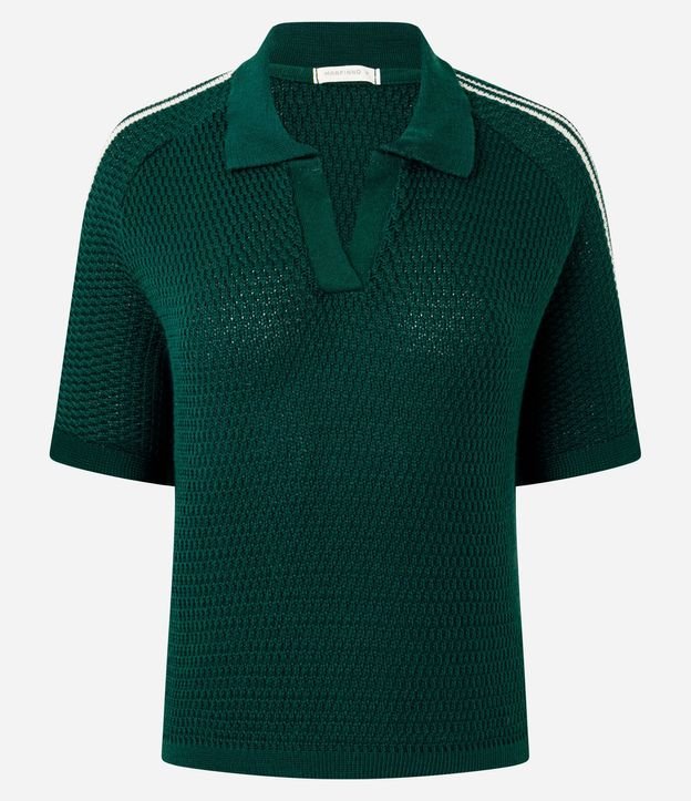 Blusa Polo en Punto con Manga Corta y Detalle de Rayas 7
