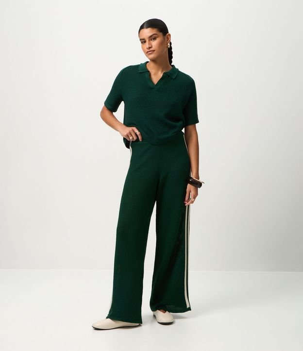Blusa Polo en Punto con Manga Corta y Detalle de Rayas 3