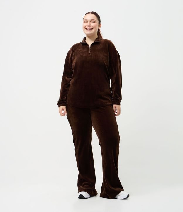 Pantalón Deportiva en Plush con Recortes Curve & Plus Size 1