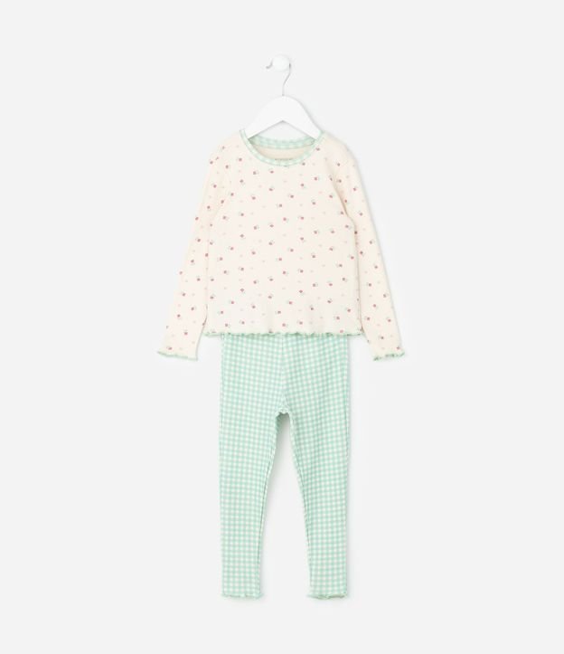 Pijama Infantil con Blusa Floral y Pantalón de Cuadros – Talle 1 a 6 años 2