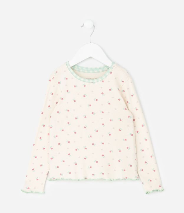 Pijama Infantil con Blusa Floral y Pantalón de Cuadros – Talle 1 a 6 años 3