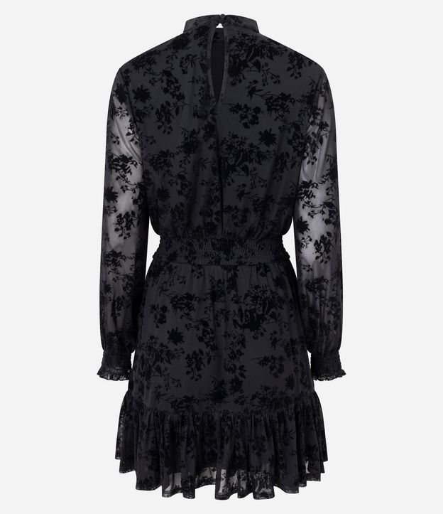 Vestido Corto en Tule Floral Flocado 3
