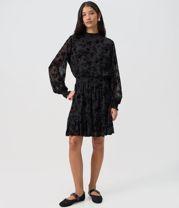 Vestido Corto en Tule Floral Flocado 2