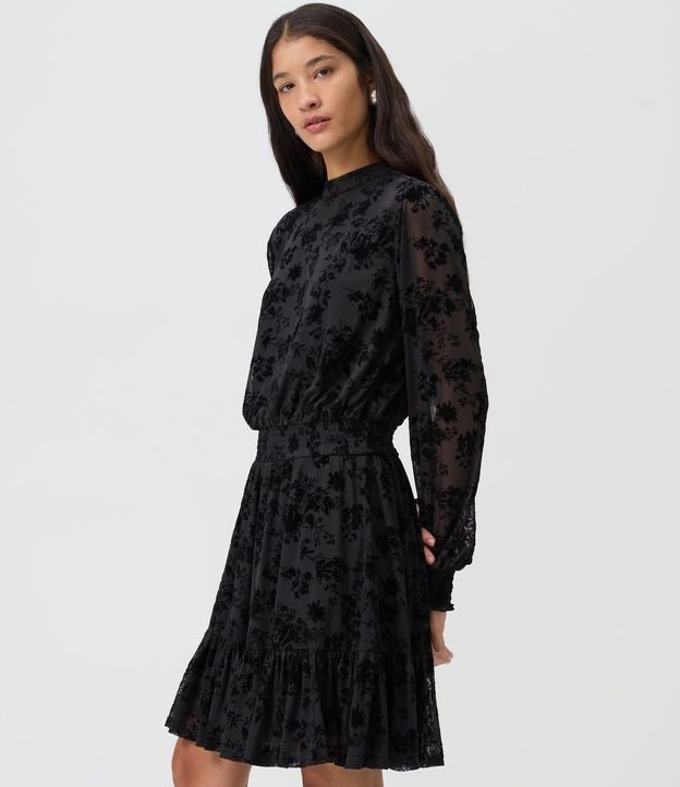 Vestido Corto en Tule Floral Flocado 3