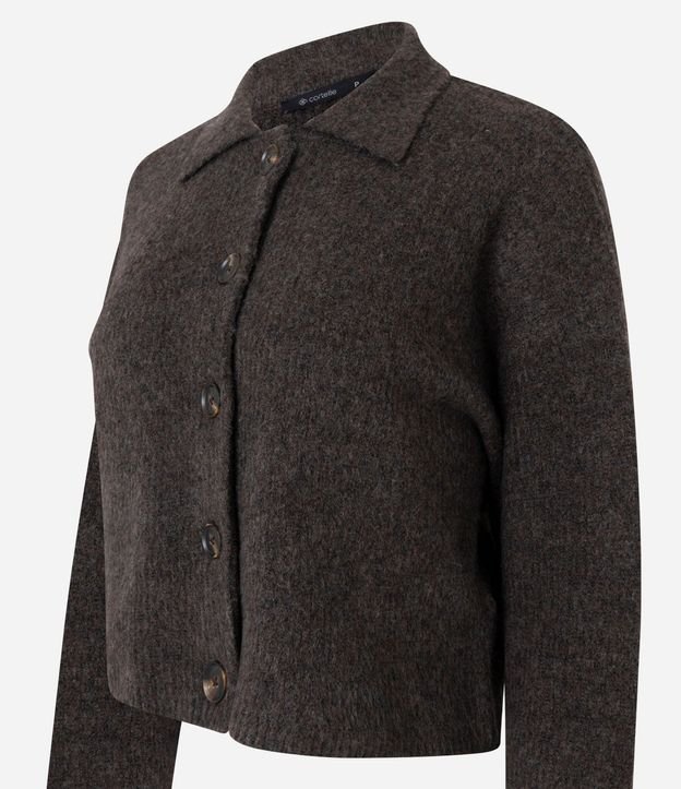 Cardigan Corto en Punto con Cuello Polo 6
