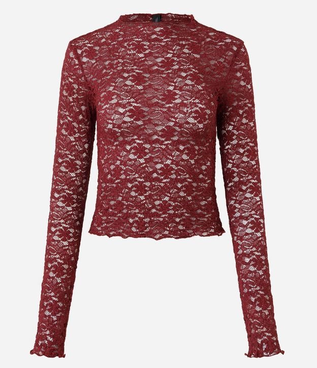 Blusa Manga Larga en Encaje Texturizada