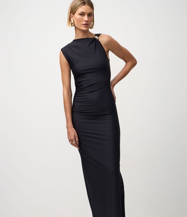 Vestido Midi con Hebilla en la Asa y Fruncido en el Lateral