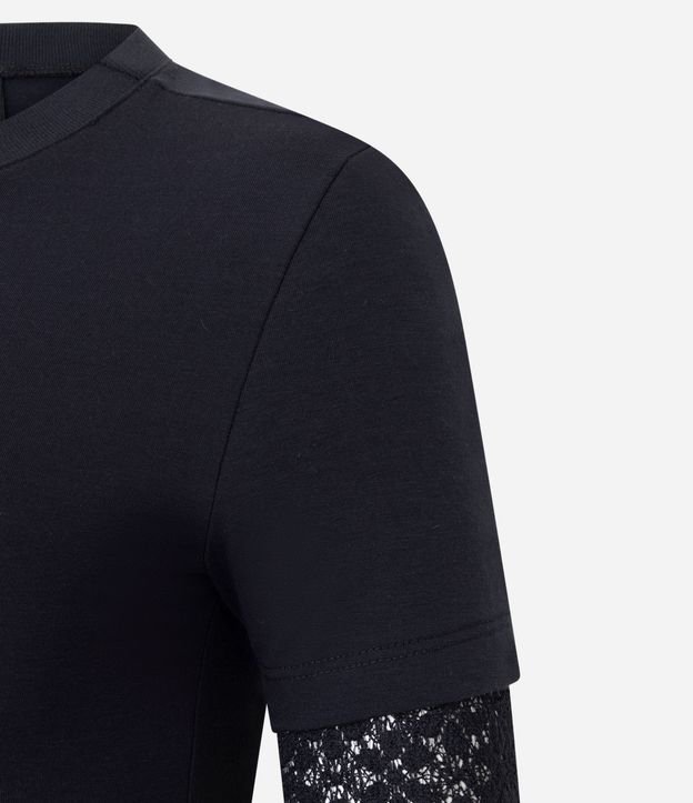 Blusa Baby Look con Superposición de Mangas en Encaje 6