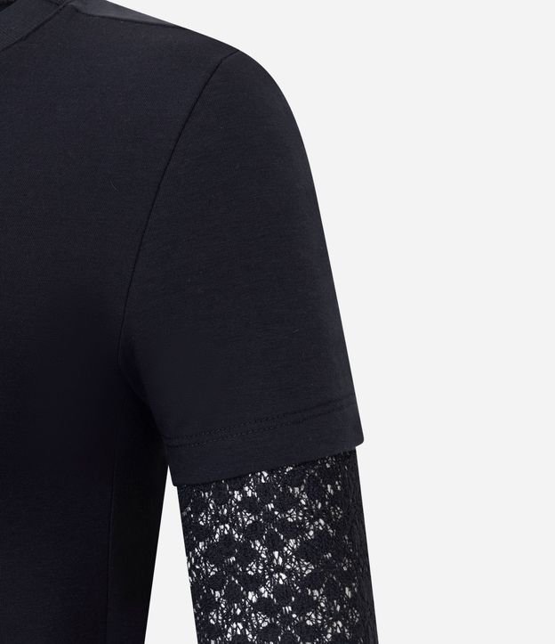 Blusa Baby Look con Superposición de Mangas en Encaje 8