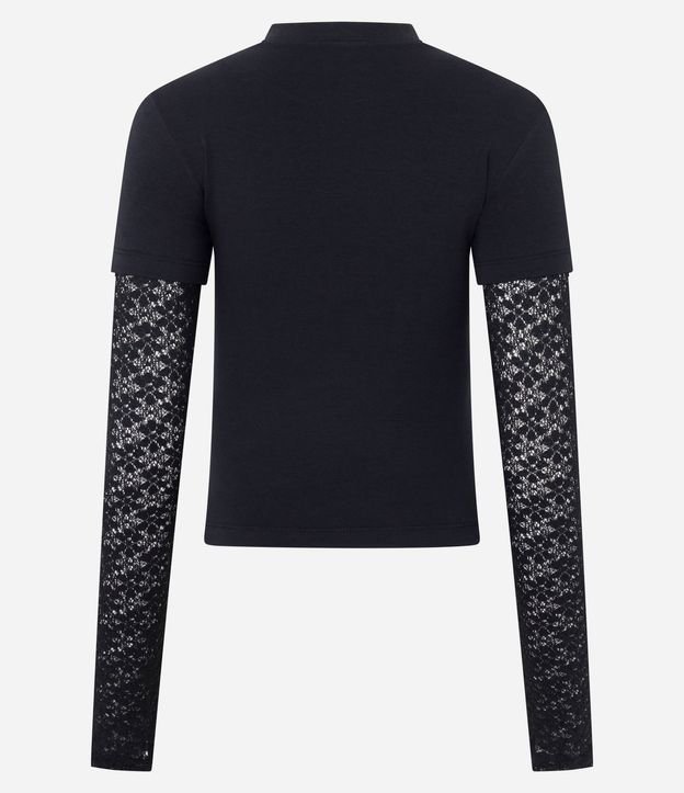 Blusa Baby Look con Superposición de Mangas en Encaje 9