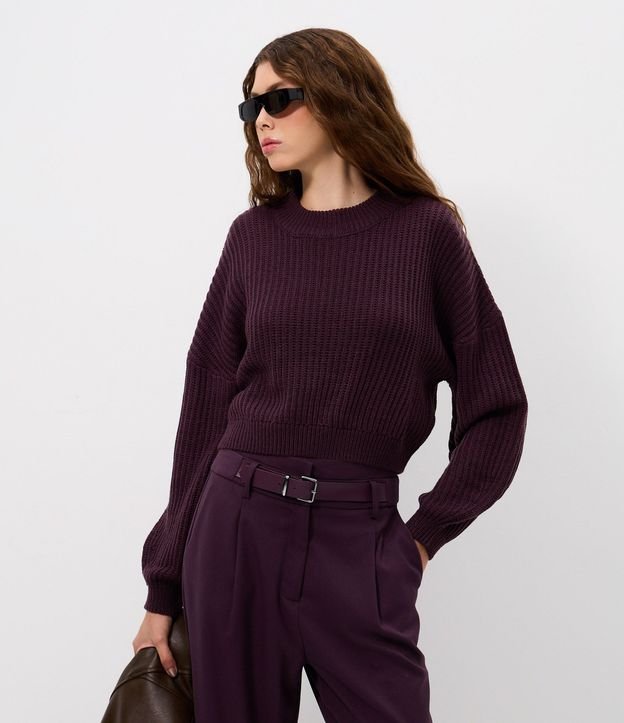 Blusa en Punto con Cuello Alto y Manga Amplia 1