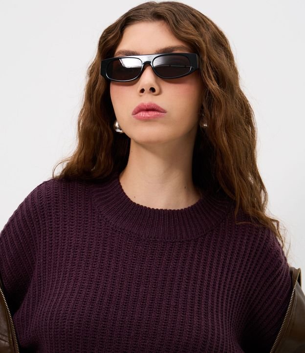 Blusa en Punto con Cuello Alto y Manga Amplia 3