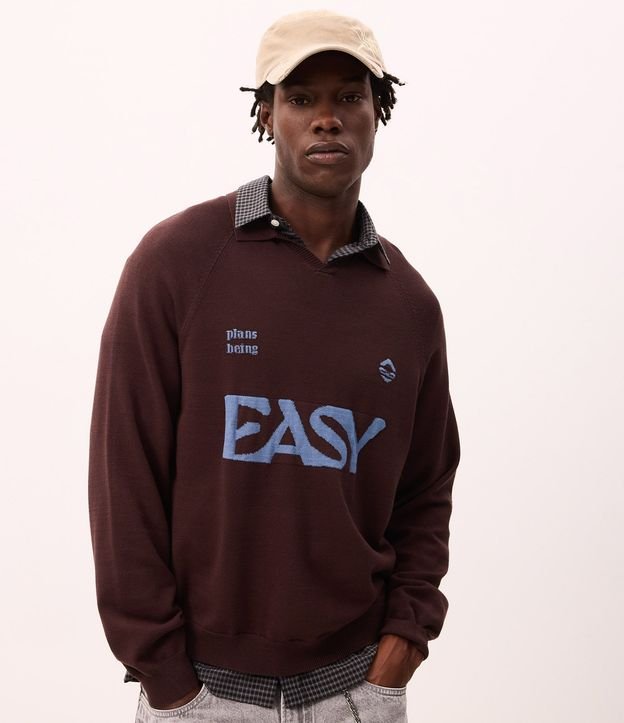 Suéter Boxy en Jacquard con Lettering