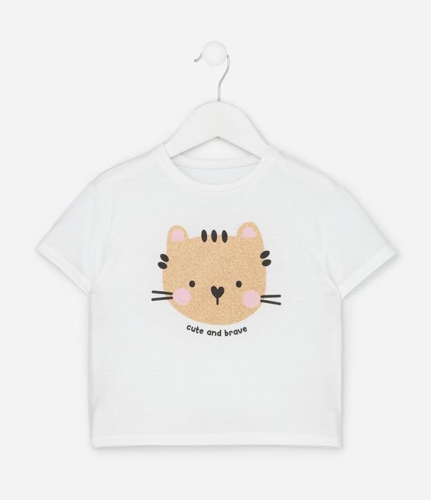 Remera Infantil con Estampado Gato Purpurina - Talle 1 A 6 años 2