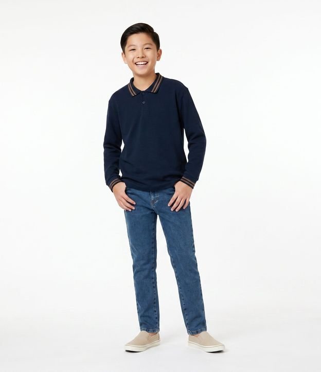 Remera Infantil Texturizada con Cuello Polo – Talle 5 a 14 años