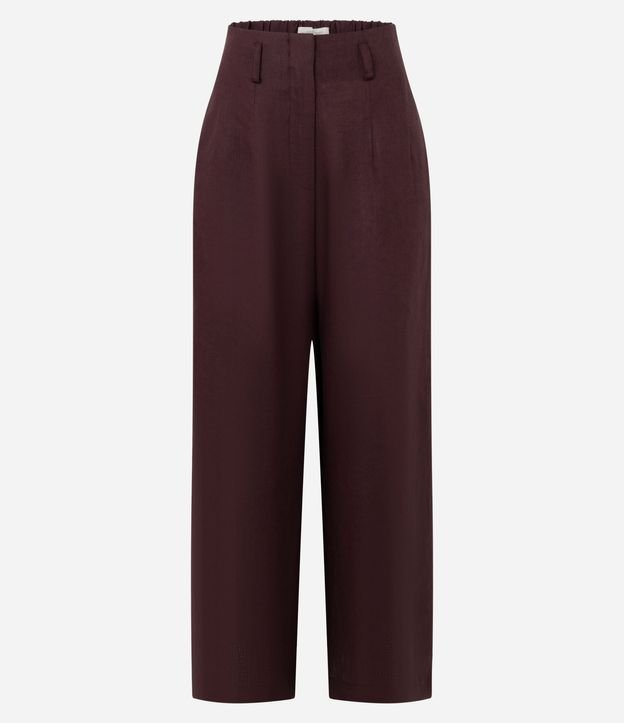 Pantalón Recto en Lino con Cintura Elástica 5