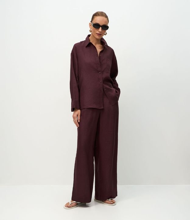 Pantalón Recto en Lino con Cintura Elástica 1