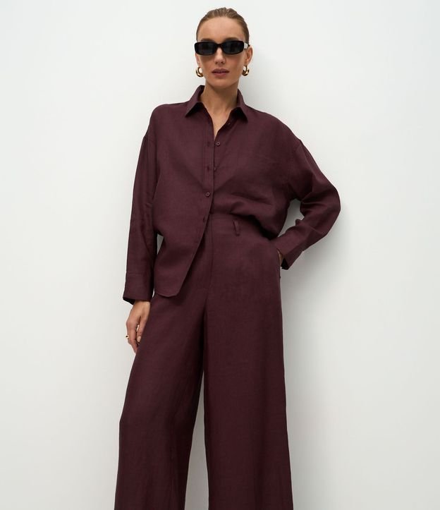 Pantalón Recto en Lino con Cintura Elástica 2