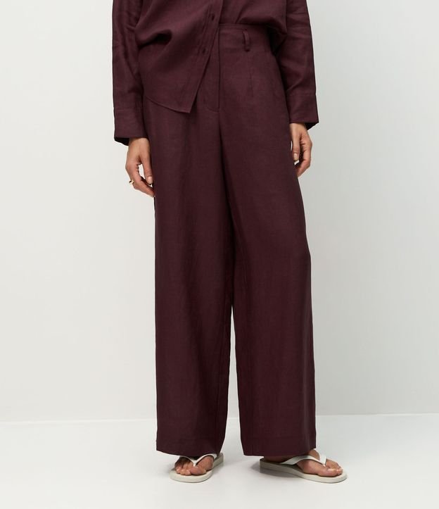 Pantalón Recto en Lino con Cintura Elástica 4