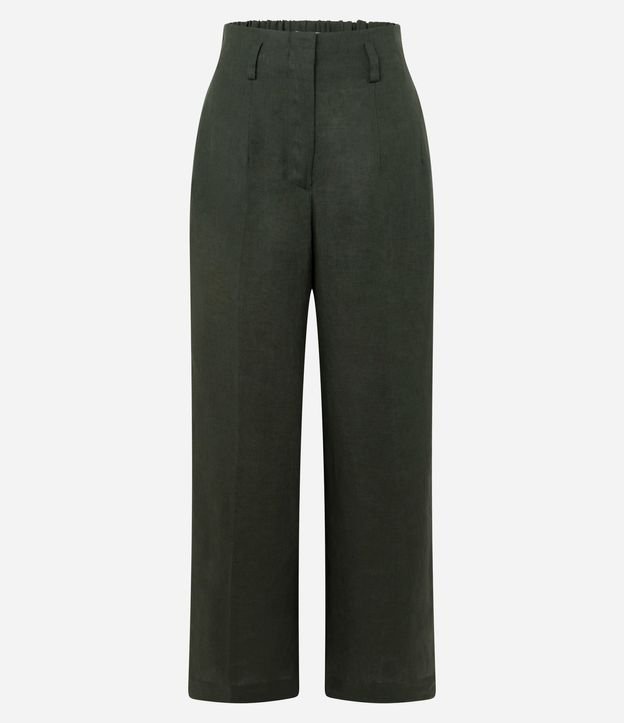 Pantalón Recto en Lino con Cintura Elástica 5