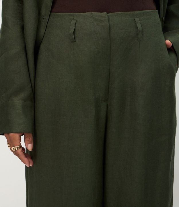 Pantalón Recto en Lino con Cintura Elástica 3
