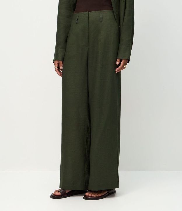 Pantalón Recto en Lino con Cintura Elástica 4