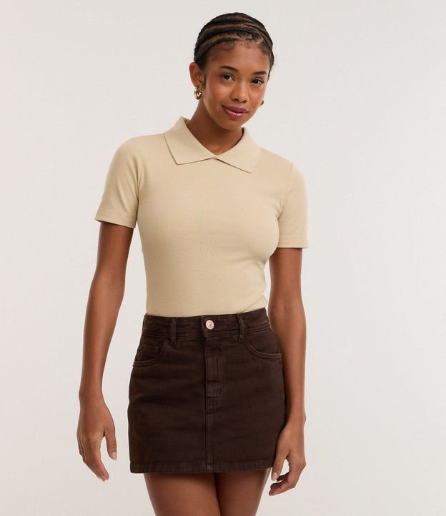 Blusa Polo en Rib con Manga Corta