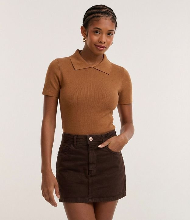 Blusa Polo en Rib con Manga Corta