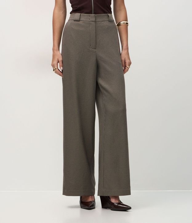 Pantalón Recto Sastrer con Estampa de Pied de Poule 3