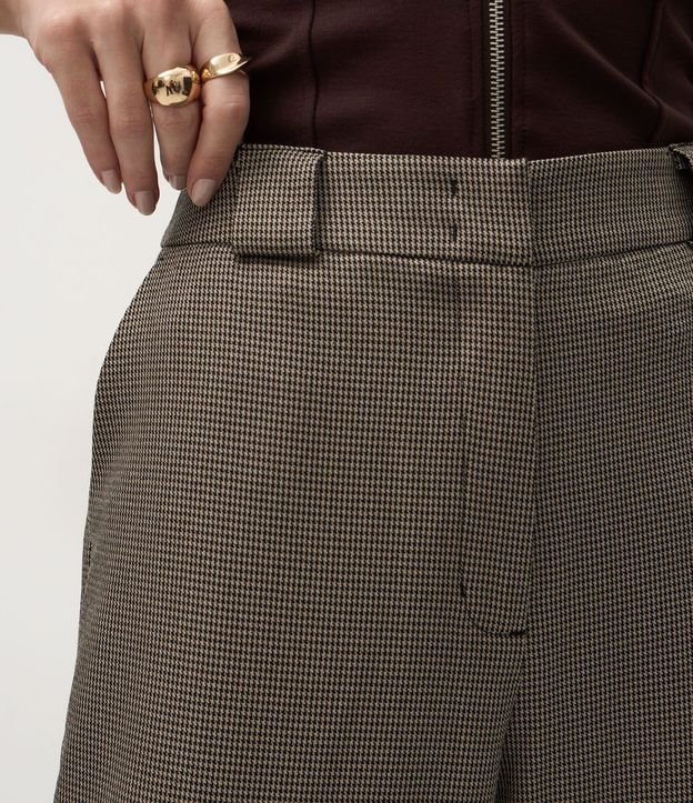 Pantalón Recto Sastrer con Estampa de Pied de Poule 4