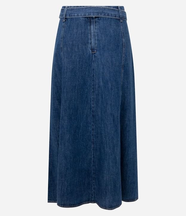 Pollera Evasê en Jeans con Cinturón y Recortes Longos 6