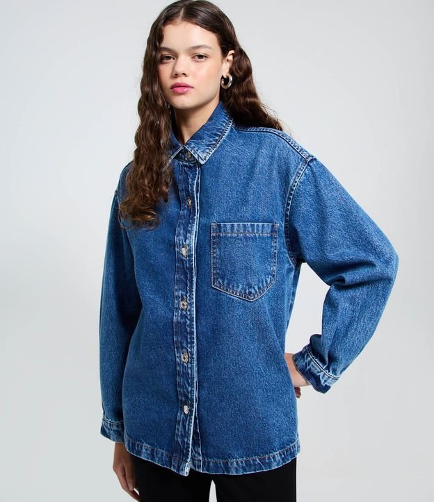 Camisa Oversized en Jeans con Botones Delanteros 4