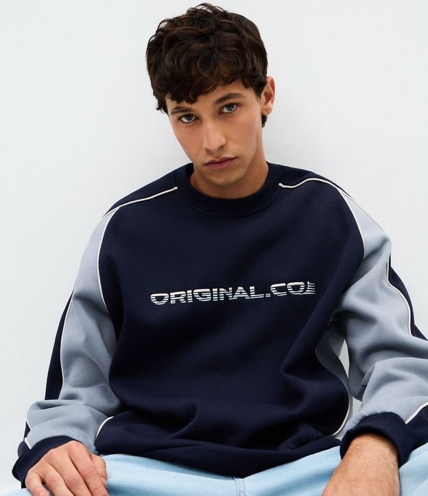 Buzo Masculino Algodón Boxy con Piping Contrastante