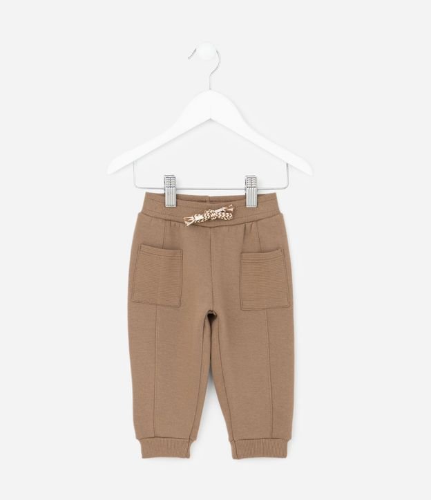 Pantalón Infantil en Algodón con Felpa y Bolsillos Texturizados – Talle 0 a 18 Meses 2